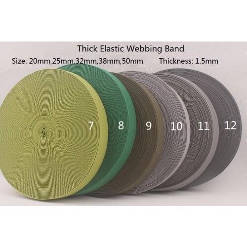 38mm wide 10 yards a lot 1.5mm thick high strenth high quality elastic webbing band ( Fluorescent, Green,Military,Grey)