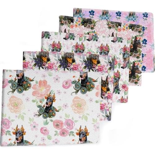 50*145CM Doberman Dog Fabric Cartoon Printed Polyester Cotton Twill Fabric Patchwor Printed