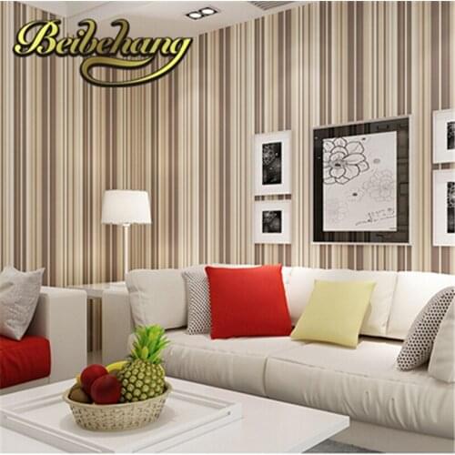 Beibehang The new non-woven flocking simple striped wallpaper bedroom living room sofa backgroumd for wall paper