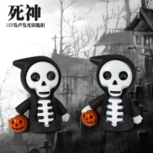 FREE SHIPPING BY DHL 200pcs/lot Plastic LED Ghost Keychains with Sound Novelty Gift Keyrings for Kids