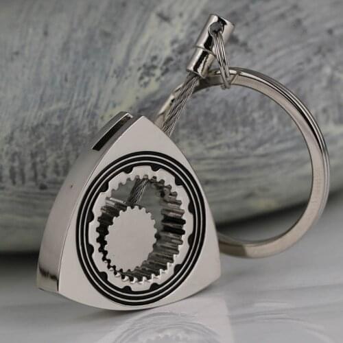 10Pcs/Lot Rotor Keychain Polished Silver Auto Part Triangle Engine Rotary Keyring Key Ring Chain Keyfob 86112