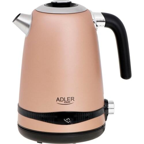 Adler AD1295 electric water kettle, 1,7L capacity, BPA free, temperature Control, stainless steel, wireless 2200W