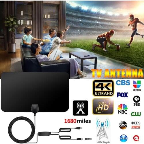 HD Digital Indoor Amplified TV Antenna 960 Miles Ultra HDTV With Amplifier 4K HD DVB-T2 Freeview isdb-tb Local Channels Broadcas