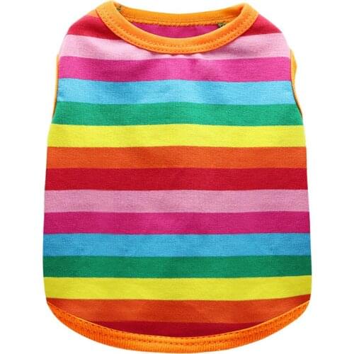 Cotton Clothes for Small Dogs Clothes for Pet Cat Costume Chihuahua Outfit Summer Rainbow Striped Dog Vest Ropa Para Perro XS-XL