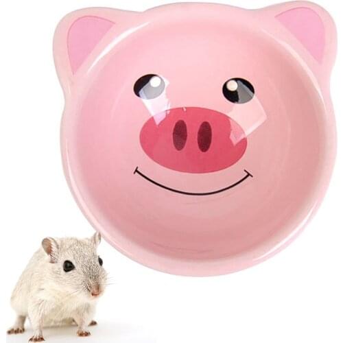 Hamster Ceramic Bowl Cute Animal Head Food Bowl Anti-Overturn Ceramic Food Bowl Supplies Food & Water Bowl For Small Animals