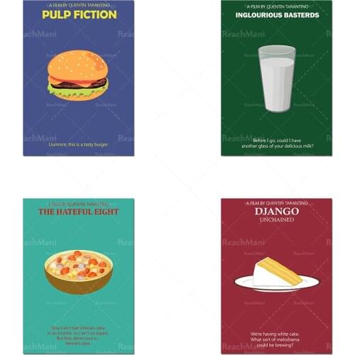 Collection d'affiches minimalistes de Quentin Tarantino (Quentin Tarantino), Django sans entraves, Pulp Fiction, oeuvre de Taran