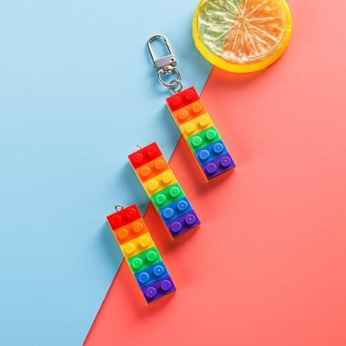 10pcs Rainbow Building Block Toy Brick Resin Charms Pendant for Earring Keychain DIY Decoration Fashion Jewelry Accessories