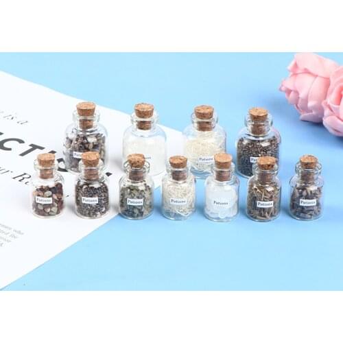 1Pc 1/12 Dollhouse Miniature Glass Magic Medicine Bottle with Cork Stopper Model Toys Doll Accessories