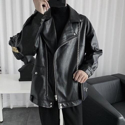 Spring and autumn new locomotive style fashion trend leather jacket mens clothing