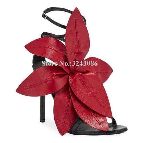 Women New Flower Decor Sandals Fashion Design Mixed Color Stiletto Heel Gladiator Sandals Lady Large Size Banquet Shoes Dropship