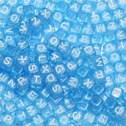 Wholesale 100-500Pcs Blue Mixed Letter Acrylic Beads 6*6mm Square Alphabet Spacer Beads For Jewelry Making Diy Bracelet Necklace