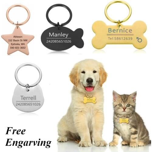 Personalized Pet Cat Dog ID Tag Collar Accessories Custom Name Engraved Phone Number Necklace Chain Charm Dog Tag Pendant