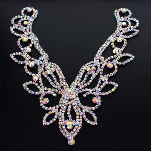 Luxury Full Rhinestone Chain Tassel Neckline Sew-on Rhinestone Adornment for Wedding Dress Choker Necklace