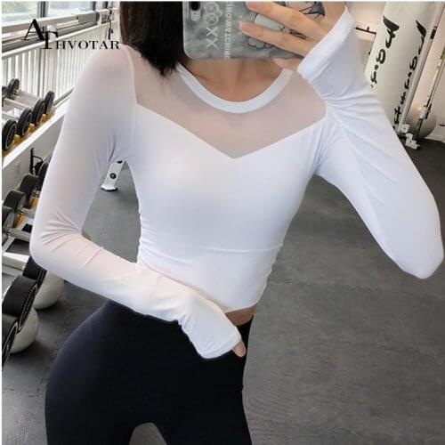 Sexy Summer Patchwork Yoga Crop Tops Women Sports Fitness Running Long Sleeve Sport t Shirts Female Tight Dance Clothing