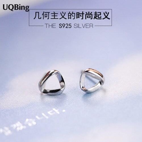 Wholesale 925 Sterling Silver Geometric Triangle Stud Earrings Pendientes Plata Brincos