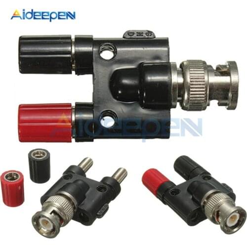 BNC Male Plug to 4mm Twin Dual Banana Jack Female Socket Binding Post RF Coax Coaxial Adapter Connector Black & Red