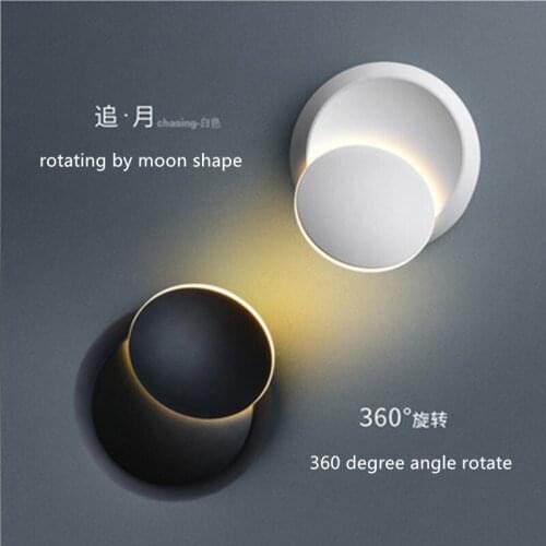 Nordic rotatable bedroom bedside wall lamp led creative hotel living room study dining hall aisle wall sconce moon light lamp