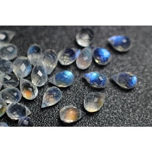One piece AA loose beads white blue rainbow moonstone drop faceted 10-11mm for DIY jewelry making FPPJ wholesalenature