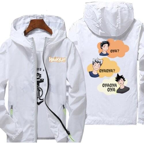 Sportswear Haikyuu!! Anime Hooded Reflective Casual Fashion Sportswear Hooded Slim Coat Leisure Breathable Color Reflective