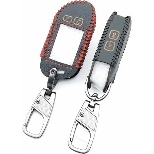 ST-5A Russian version LCD remote control leather case cover for ST-5A LCD keychain 2-way car alarm system / AM transmitter