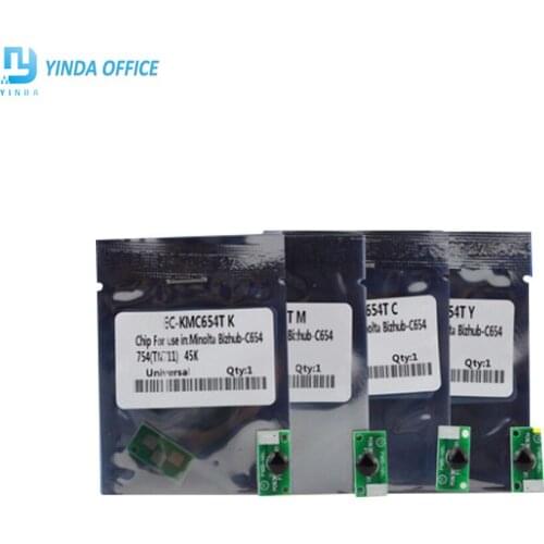 20pcs TN711 toner CHIP FOR Konica Minolta Bizhub C654 C754 Toner chip CMYK Universal CHIP FOR MINOLTA C654 CHIP TN711K TN712