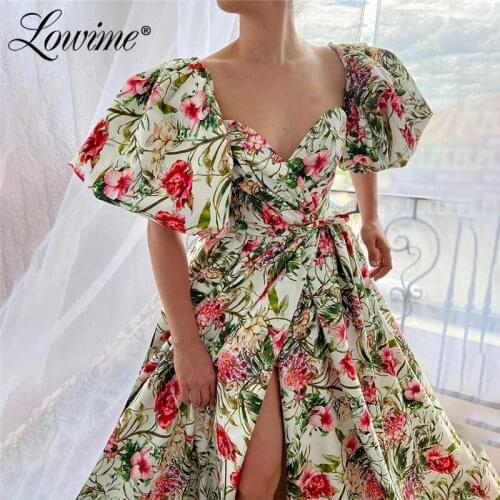 Customized High Split Side Prom Dresses Short Sleeves Dubai Arabic Plus Size Evening Dress Robe De Soiree Celebrity Party Gowns