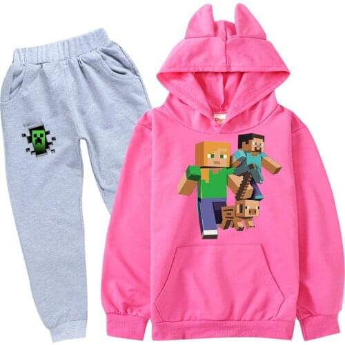 2021 Spring and Autumn Childrens Boys Fun Cotton Robloxing Pattern Casual Kids Hoodie Set 2-12 Years Old Baby Hoodie Tops