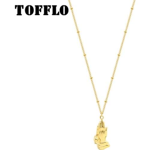 TOFFLO Stainless Steel Jewelry Hands In Ten Necklaces Female Hip Hop Clavicle Chain BSP816