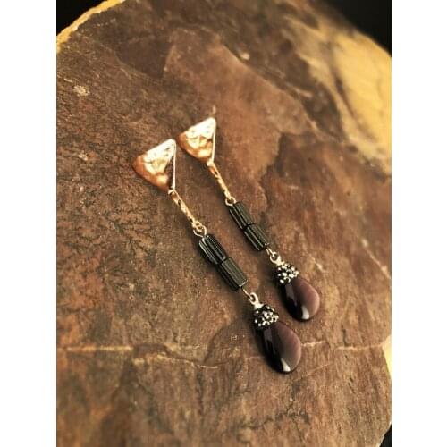 Dr Stone Natural Stone Women 'S Cat 'S Eye Stone Rose Gold Plated Earrings KR 439800180