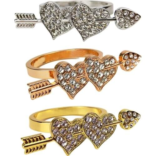 Gold Silver Napkin Ring Chairs Buckles Wedding Event Decoration Crafts Rhinestone heart for Christmas Wedding decor Supplies