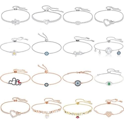 06 High Quality Swa Original Love Letter Devils Eye Crystal Flower Magnetic Buckle Bow Bracelet Romantic Hamsa Hand Bracelet