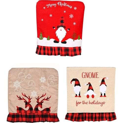 Christmas Chair Slipcovers Dining Room Seat Back Cap Xmas Restaurant Holiday Festival Party Decoration 1Pc Christmas Chair Slipc