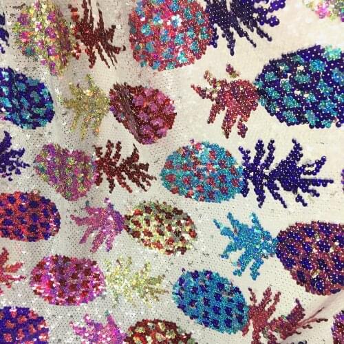 1 Yard Lovely Pineapple Sequins Shinning Twill Fabric Patchwork Cloth DIY Sewing Quilting Material For wedding dress 1011