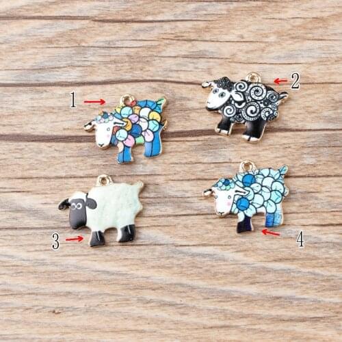 Hot 10pcs High Quality Fashion Enamels Charms Gift Sheep Alloy Pendant Bracelet Necklace Jewelry Accessories DIY Craft 2019