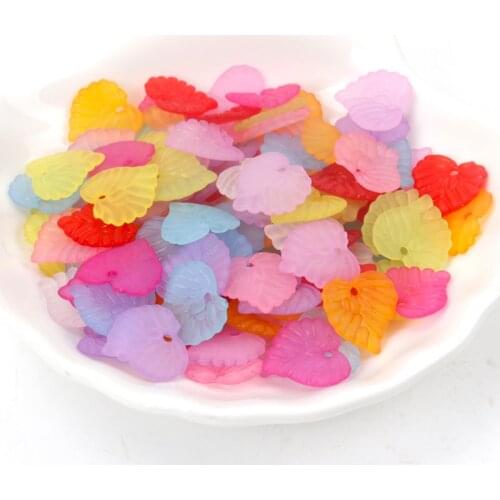 100pcs Mixed Leaf Frosted Acrylic Spacer beads For Jewelry Making Diy 17x15mm YKL0411