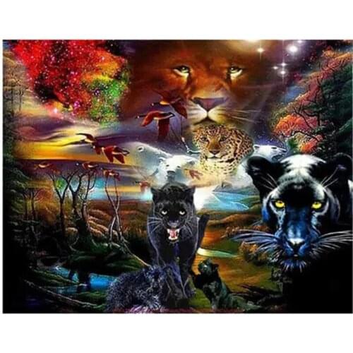 5d Mosaic Diy Diamond Embroidery forest Black panther landscape Full Diamond Painting Cross Stitch Rhinestone Home Decor P1096