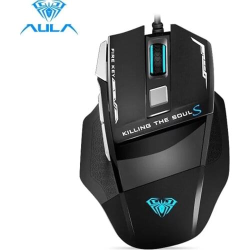 Aula S12 Wired Gaming Mouse Macro Programmable 2400DPI Optical Engine Driver Mouse USB Colorful Breathing Light for PC Laptop