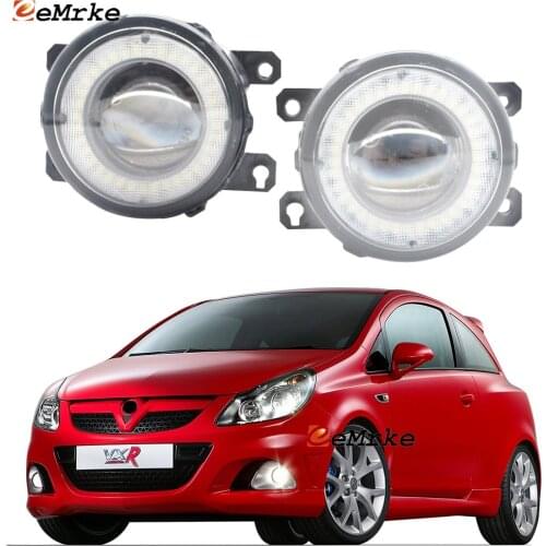 2x Car Lens LED Fog Lights Angel Eye DRL Daytime Running Light Lamp for Opel Corsa D OPC 05/2007 2008 2009 2010 2011 2012-2015