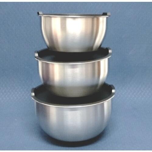 Free Shipping S/3 Stainless Steel Mixing Bowl W/Lid(2qt ,2.5qt ,3qt ) ,Supreme Quality SS Mixing Bowl Prep and Storage Set(295)