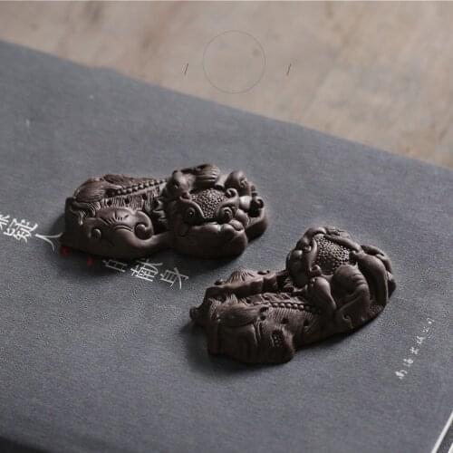 Tea Ornaments Zi Sha Pig Boutique Tea Pet Tray Decoration Raise Entirely Handmade Lucky Brave Sculpture Tea TrayDecor Accessorie