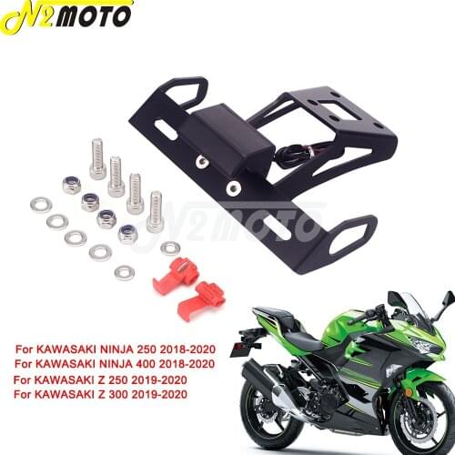 CNC Aluminum Tail Tidy Fender Eliminator Kit License Plate Bracket Holder w/ LED For Kawasaki Ninja 250 400 Z 250 300 2018-2020