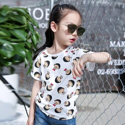 2017 Girls New Summer Leisure Cartoon Children T-shirt Sweat Shirt Collar Coat Girl T-shirt