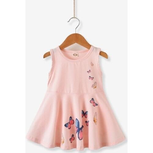 Baby Toddler Girls Dress Summer Sleeveless Kids Clothes for Girls Colorful Butterfly Prints Casual Cotton Children Clothing