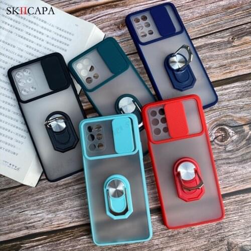 For Oneplus 8T Case Slide Camera Lens Protection Magnetic Ring Stand Holder Phone Case For One Plus 8T Shockproof Back Cover