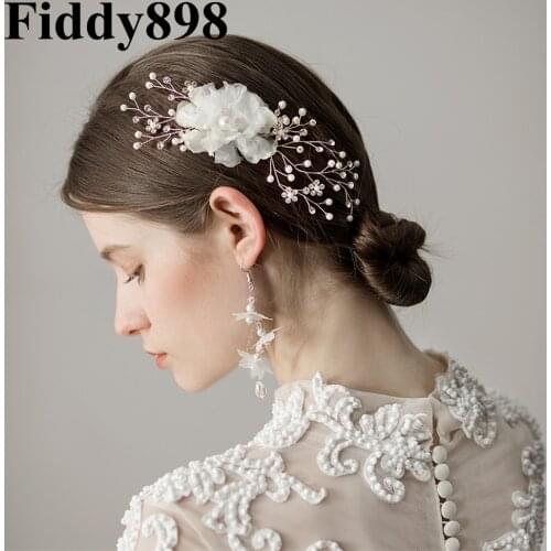 Elegant Wedding Hair Comb Handmade Flower Beaded Wedding Headpiece Bridal Hair Accessories Crystal Hair Clip for Women HD82