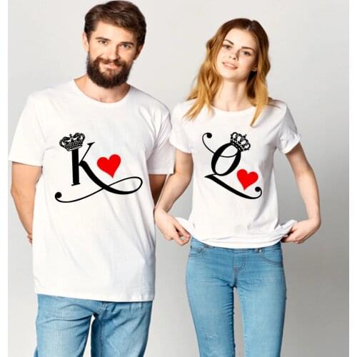 King Queen Couple T Shirt for Lovers Husband Wife Clothes Harajuku Matching Clothes Women Men Lovers T-shirt Clothes