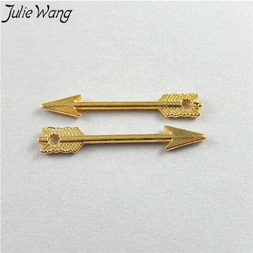 Julie Wang 50pcs Golden Vintage Arrows Alloy Charms For Necklace Pendants Findings Jewelry Making Accessory Handmade crafts