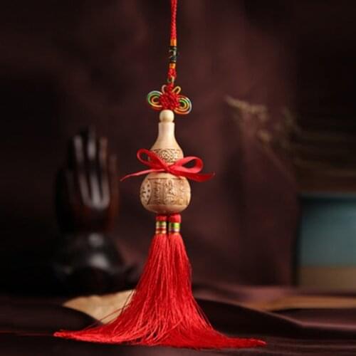 Mahogany gourd car pendant tassel Chinese knot all the way Guanyin car rearview mirror pendant