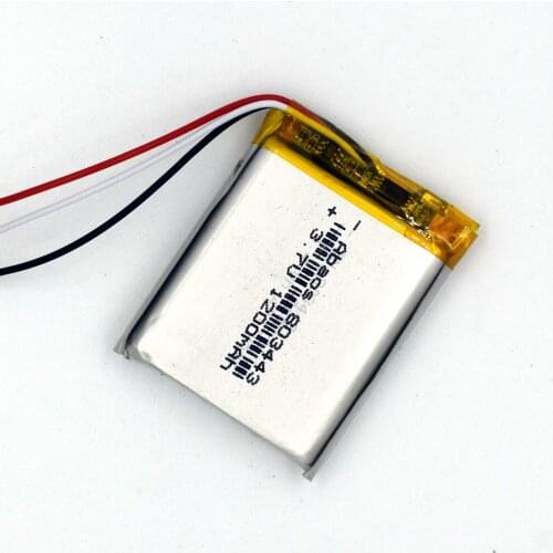 803443 3.7V 1200mAh 3wire Li-polymer Rechargeable Battery lithium Li-Po ion for MP3 MP4 KTV family microphone with GPS 603443