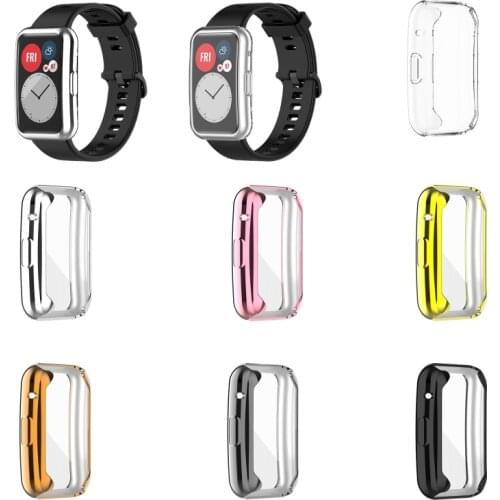 TPU Soft Full Screen Glass Protector Case Shell Edge Frame For Huawei Watch Fit Strap Band Protective Film Strap For -Huawei fit